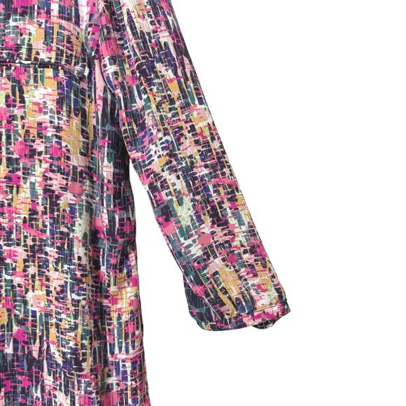 NYDJ Women’s XL 3/4 Sleeve Printed Pintucked Back Blouse Multicolor Print - Picture 4 of 12